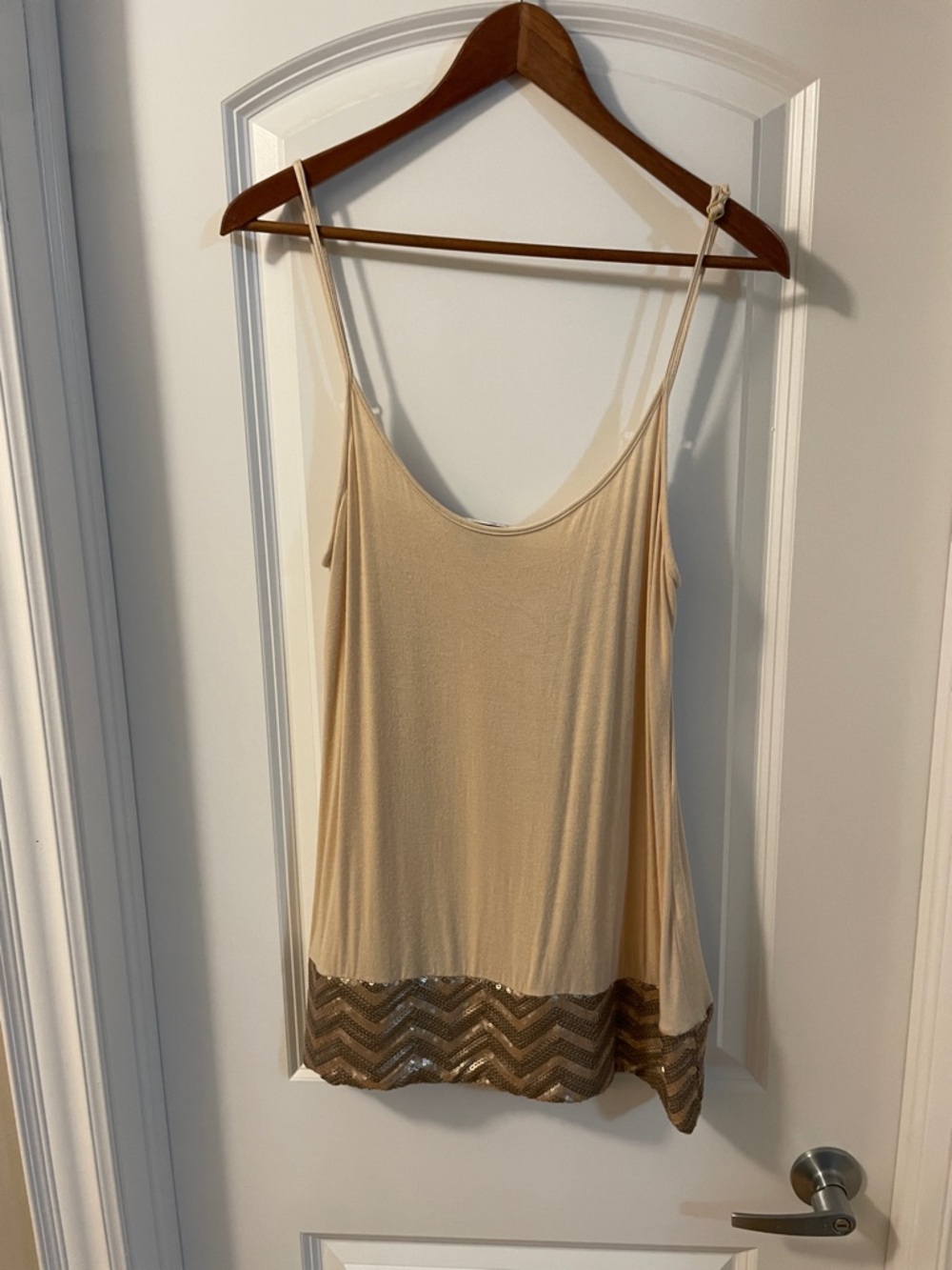 Cream Beaded Hem Slip Camisole